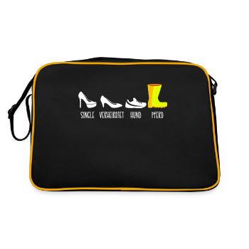 Singel Verheiratet Hund Pferd - Retro Tasche - Schwarz/Gold - Hinten