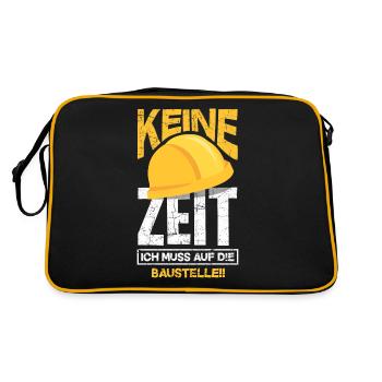Bauherr Bauherrin Architekt Baurbeiter Baustelle - Retro Tasche - Schwarz/Gold - Hinten