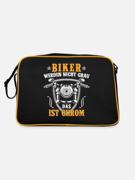 Biker werden nicht grau das ist Chrom Motorrad - Retro Tasche - Schwarz/Gold - Hinten