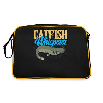 Angeln Angler Motiv - Catfish Whisperer - Retro Tasche - Schwarz/Gold - Hinten