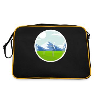 Mountains and wind energy Sustainable energy - Retro Bag - black/gold - Back