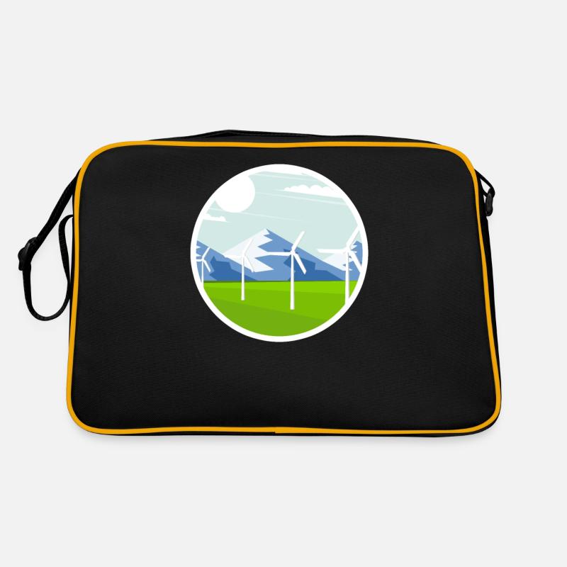 Montagnes et éolien Énergie durable Sac Retro