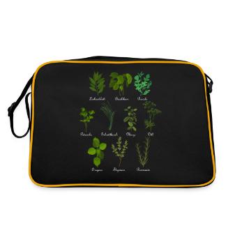 Vintage botanical herbs - Retro Bag - black/gold - Back
