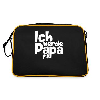 Ich werde Papa | Werdender Vater Werdende Eltern - Retro Tasche - Schwarz/Gold - Hinten