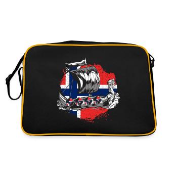 Norwegen Norweger - Retro Tasche - Schwarz/Gold - Hinten