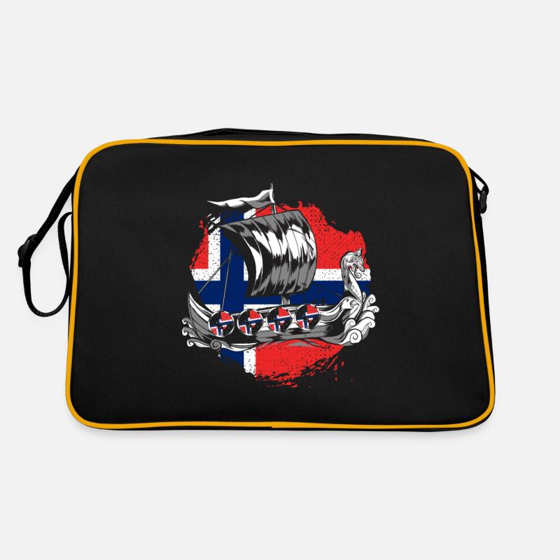 Norwegen Norweger - Retro Tasche - Schwarz/Gold