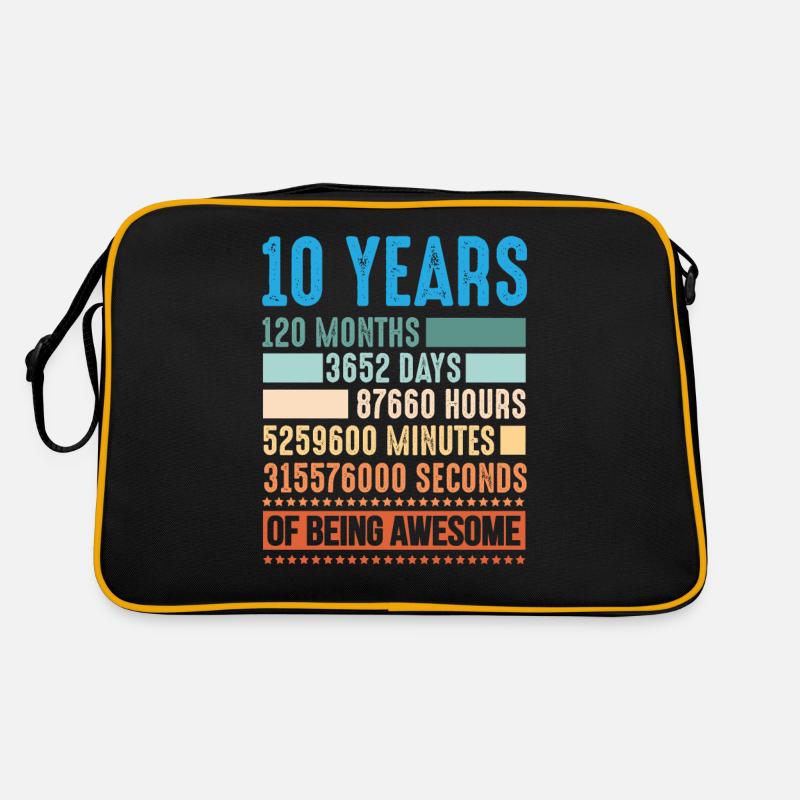 10 ans 120 mois Chemise 10 ans - Sac Retro - noir/or