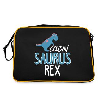 Cousin Saurus Rex Funny Dinosaur Fan Child Tue - Retro Bag - black/gold - Back