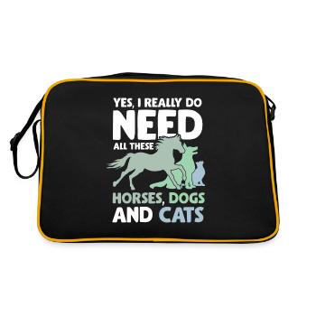 Animal de sauvetage cheval chat chien amour pour les animaux - Sac Retro - noir/or - Dos