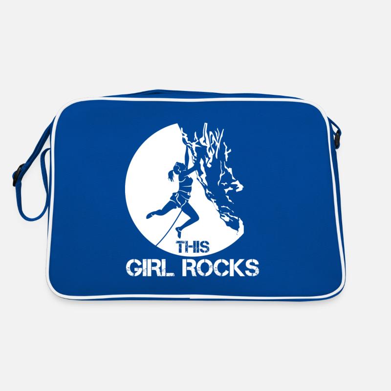 Mädchen klettert Karabiner Klettern Bouldern Retro Tasche