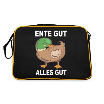Ente Gut Alles Gut - Retro Tasche - Schwarz/Gold - Hinten