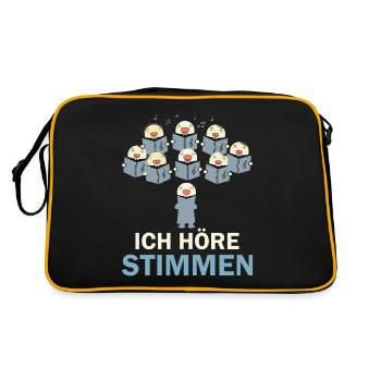 Ich höre Stimmen - Retro Tasche - Schwarz/Gold - Hinten