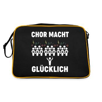 chor macht glucklich - Retro Tasche - Schwarz/Gold - Hinten