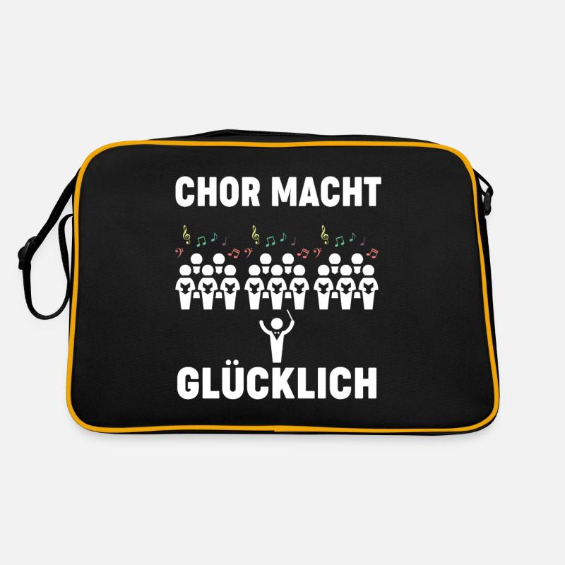 chor macht glucklich - Retro Tasche - Schwarz/Gold