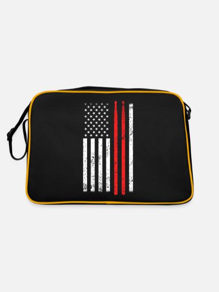 Schlagzeug Amerika Musiker - Retro Tasche - Schwarz/Gold - Hinten