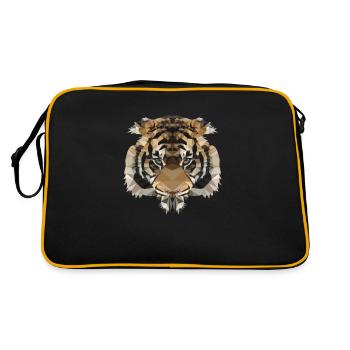 Tiger Polygon Tigerkopf große Katze - Retro Tasche - Schwarz/Gold - Hinten