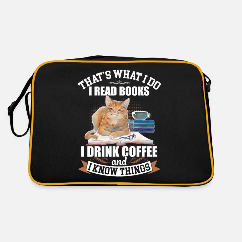 I Read Books I Drink Coffee Funny Cat Lover Retro Tasche