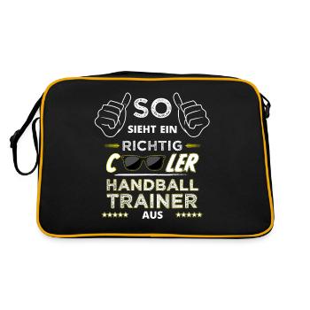 Handball Habdballtrainer Coach Trainer Geschenk - Retro Tasche - Schwarz/Gold - Hinten
