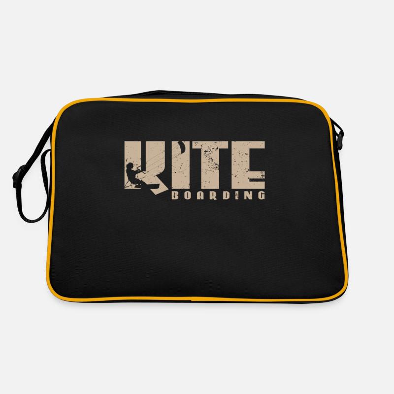 Kite Boarding - Retro Tasche - Schwarz/Gold