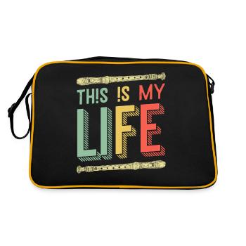 Flöte Musiker Musik - Retro Tasche - Schwarz/Gold - Hinten