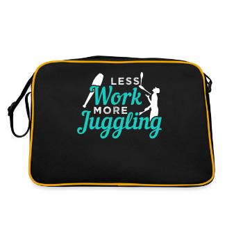 Less work, more Juggling - Retro Tasche - Schwarz/Gold - Hinten