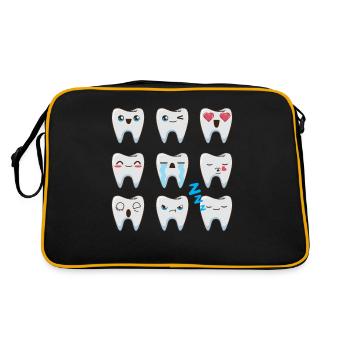 Dentiste, cabinet dentaire, dents - Sac Retro - noir/or - Dos