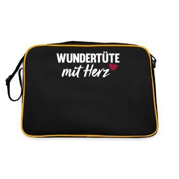 Wundertüte mit Herz Spruch - Retro Tasche - Schwarz/Gold - Hinten