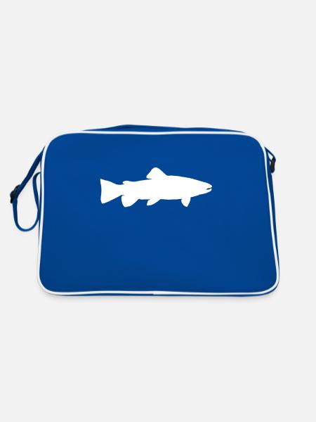 Drôle de pêche à la truite brune Cadeau d'un lac - Sac Retro - bleu/blanc - Dos