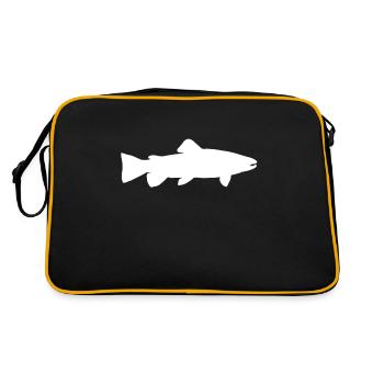 Funny Brown Trout Fishing Freshwater Fish Lake - Retro Bag - black/gold - Back
