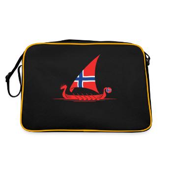 Norwegen Norweger - Retro Tasche - Schwarz/Gold - Hinten