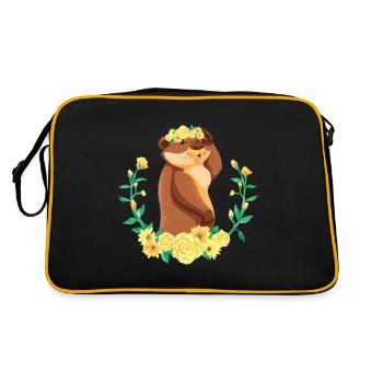 Pissenlit Jaune Fleur Rose - Sac Retro - noir/or - Dos