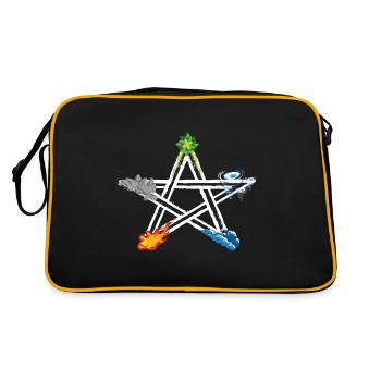 Wicca Pagan Five Elements Magical Pentagram - Retro Bag - black/gold - Back