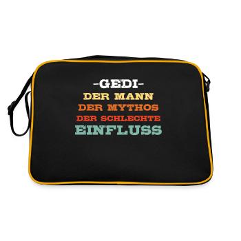 Gedi Ged Göd Gödi Firmged Taufged Patenonkel Onkel - Retro Tasche - Schwarz/Gold - Hinten