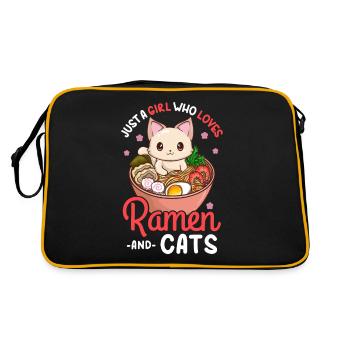 Ramen Katzen - Retro Tasche - Schwarz/Gold - Hinten