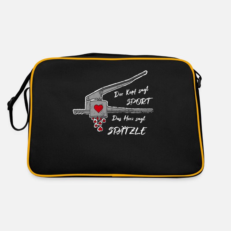 Spätzle Liebe Schwaben Geschenkidee - Retro Tasche - Schwarz/Gold
