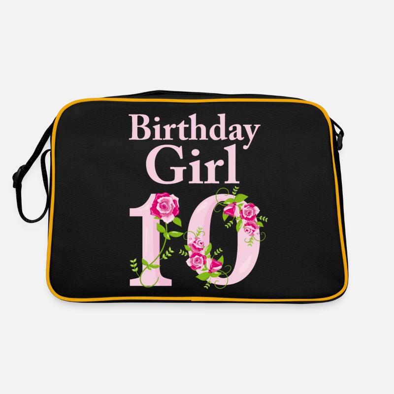 Geburtstag Geschenk Mädchen 10 Jahre - Retro Tasche - Schwarz/Gold