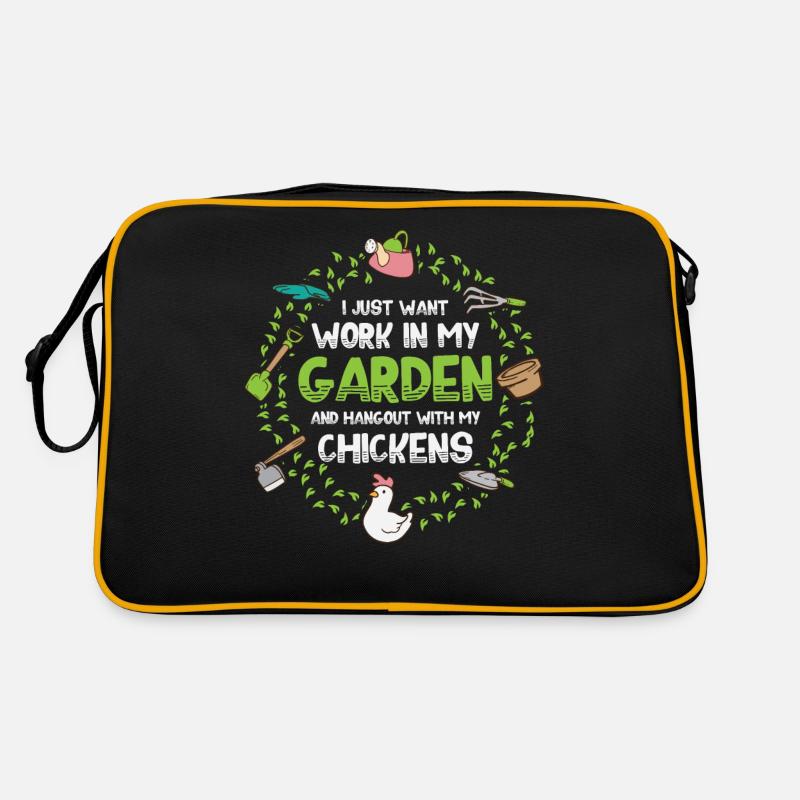 Hühner Garten Gärtner Gartenarbeiter - Retro Tasche - Schwarz/Gold