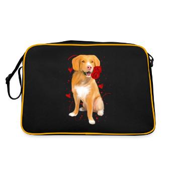 Nova Scotia Duck Tolling Retriever with Rose - Retro Bag - black/gold - Back
