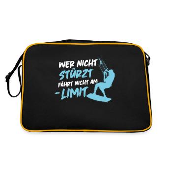 Kitesurfen Surfer Kite Surfen Kiten Surf Geschenk - Retro Tasche - Schwarz/Gold - Hinten