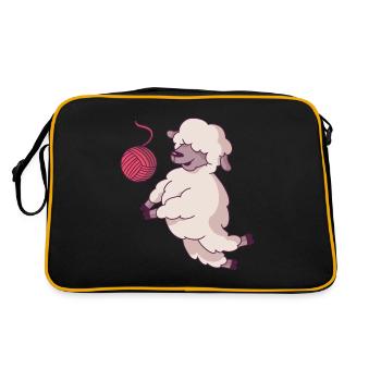 Volleyball Sheep Funny Humor Dredging Flatbed - Retro Bag - black/gold - Back