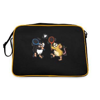 Hedgehog Badminton Humor Cartoon Comic Kids - Retro Bag - black/gold - Back