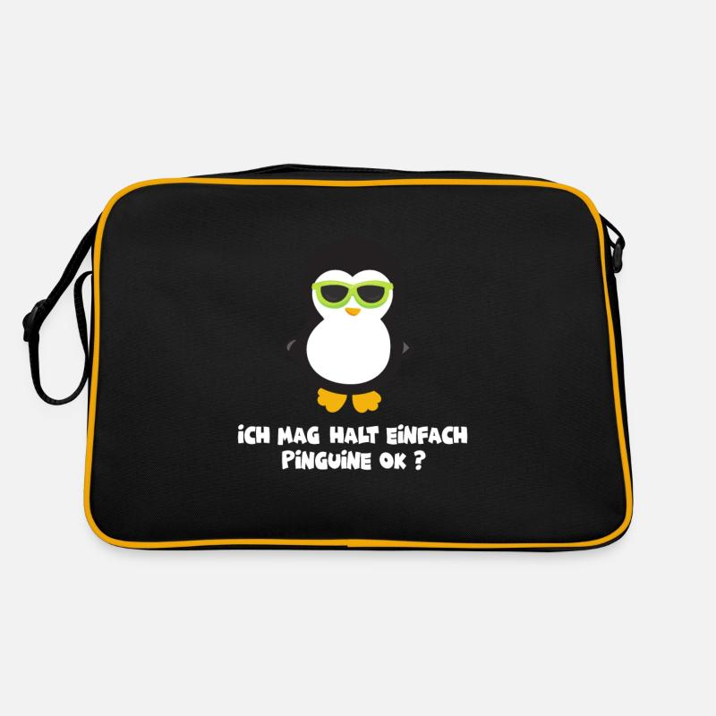 Pinguin - Retro Tasche - Schwarz/Gold
