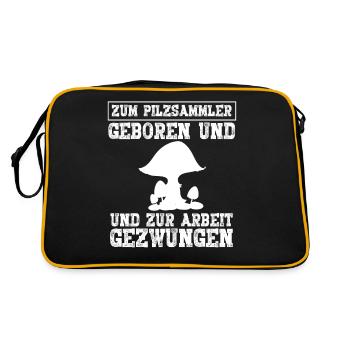 Zum Pilzsammler Geboren - Retro Tasche - Schwarz/Gold - Hinten