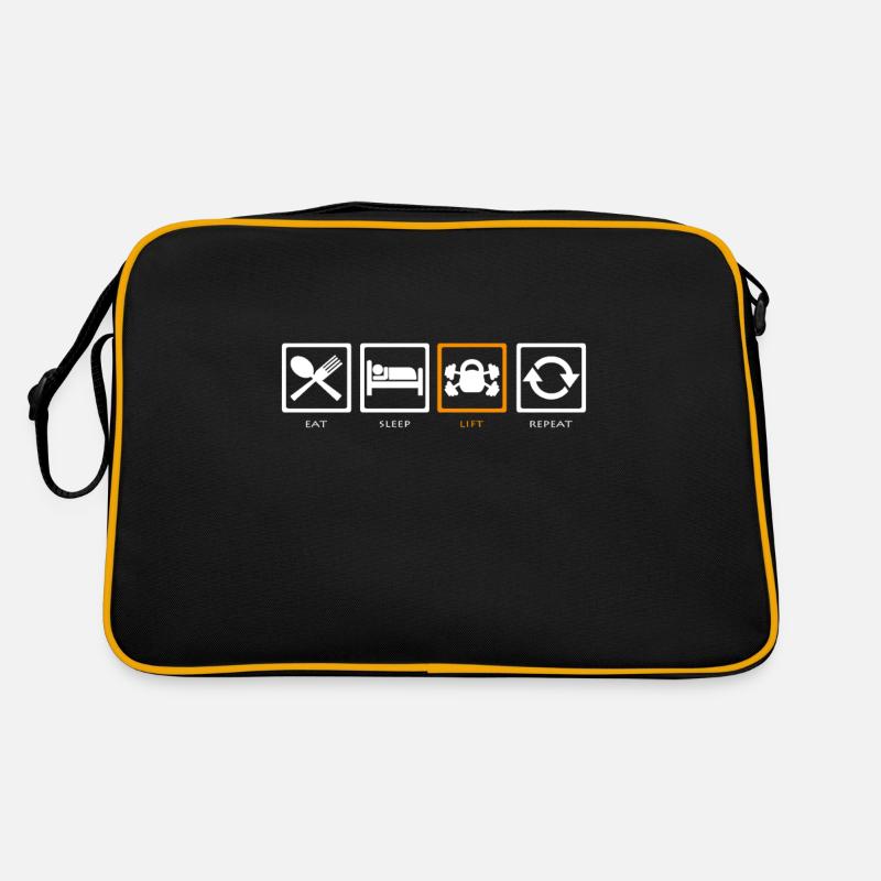 Hantel - Retro Tasche - Schwarz/Gold