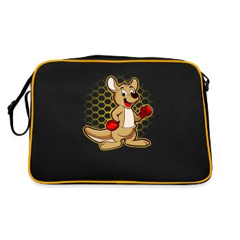 Lustiges Känguru Australien Humor Outback Comic - Retro Tasche - Schwarz/Gold - Hinten
