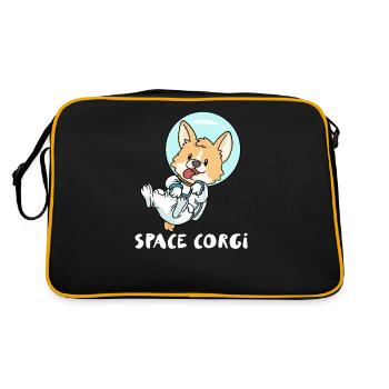 Space Corgi - Retro Tasche - Schwarz/Gold - Hinten