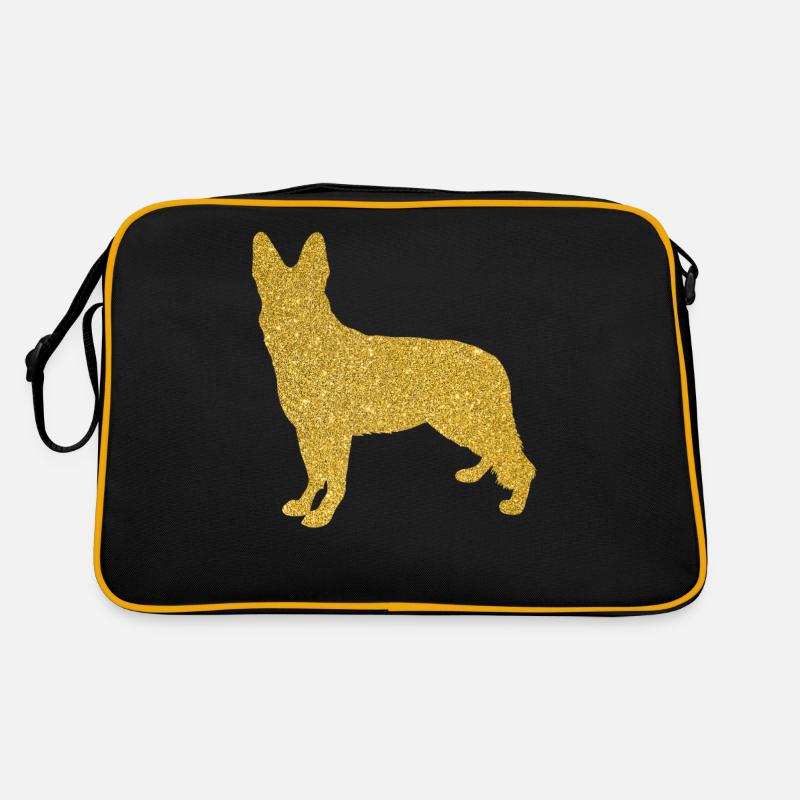 Schäferhund Besitzer Hundebesitzer Geschenk Spruch - Retro Tasche - Schwarz/Gold