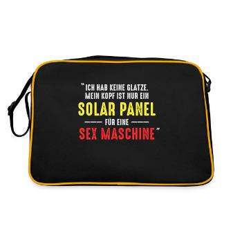 Ich Hab Keine Glatze Solar Panel Kahl Geschenk - Retro Tasche - Schwarz/Gold - Hinten