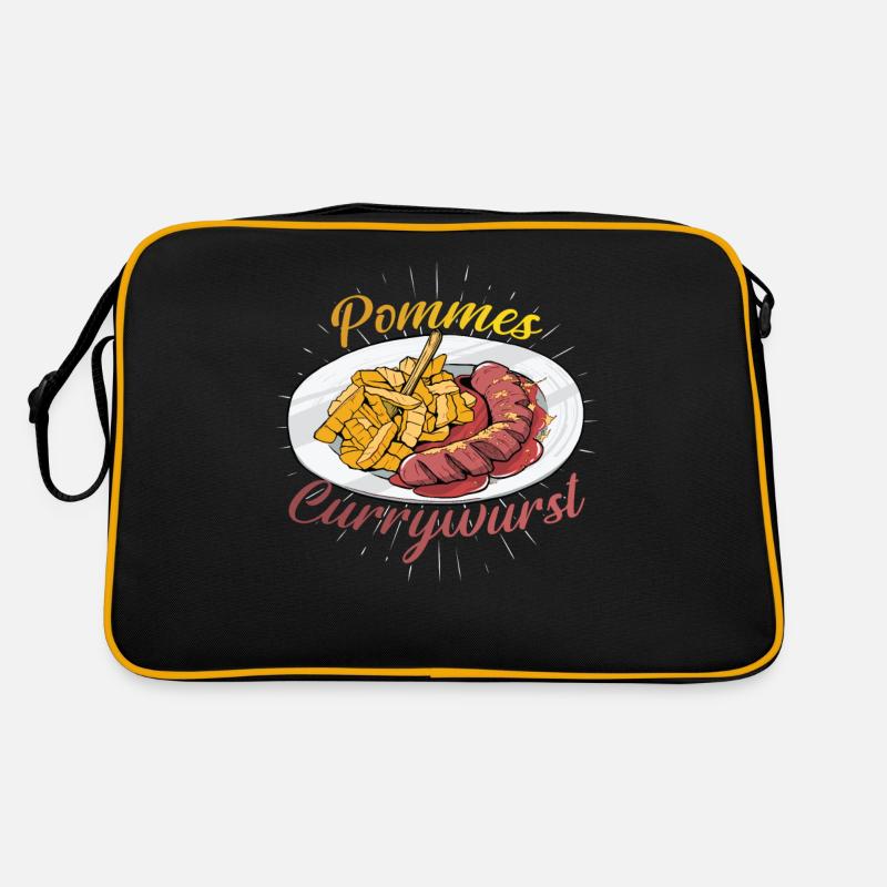 Pommes Currywurst Retro Tasche