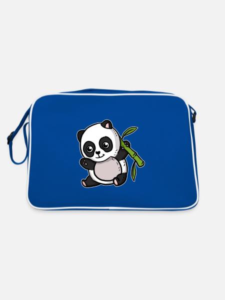 Mignon Kawaii Panda Ours - Sac Retro - bleu/blanc - Dos
